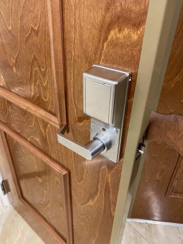 High-security commercial door upgrade using an Alarm Lock Trilogy PDL4100 system, installed by 24/7 Super Locksmith. As a leading Commercial Locksmith in West Palm Beach, FL, we provide electronic access solutions and expert Lock Repair in Delray Beach, FL.